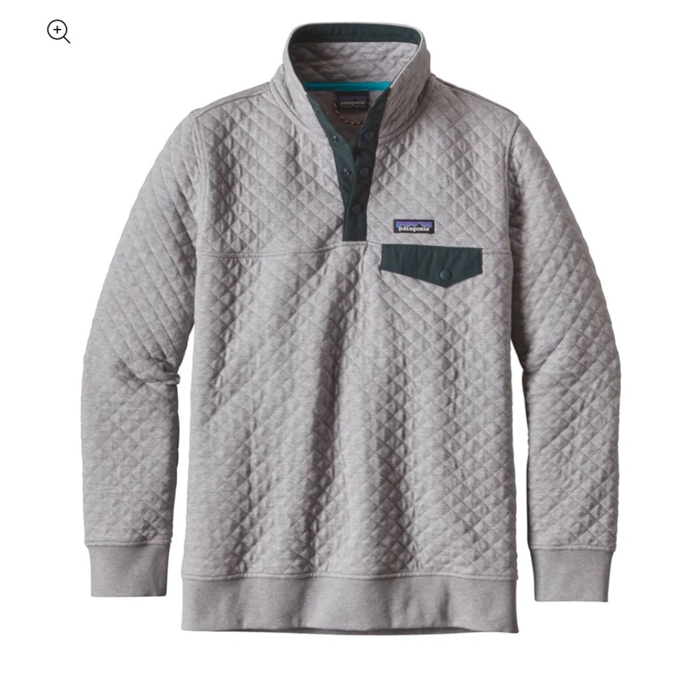 Patagonia Organic Cotton Quilt Snap-T® Pullover in Drifter Grey and Forest Green